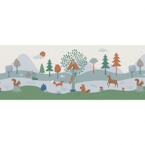 Dětská vliesová bordura A.S. Création SK-Borten – lesní zvířátka, zelená